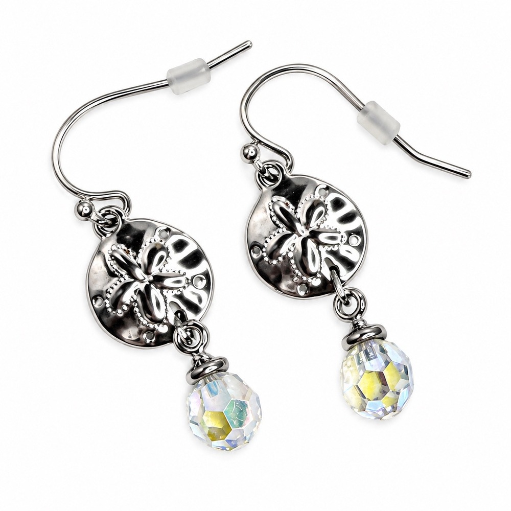 Shoreline Swarovski Crystal Drop Earrings Silver Floral Boho Romantic New